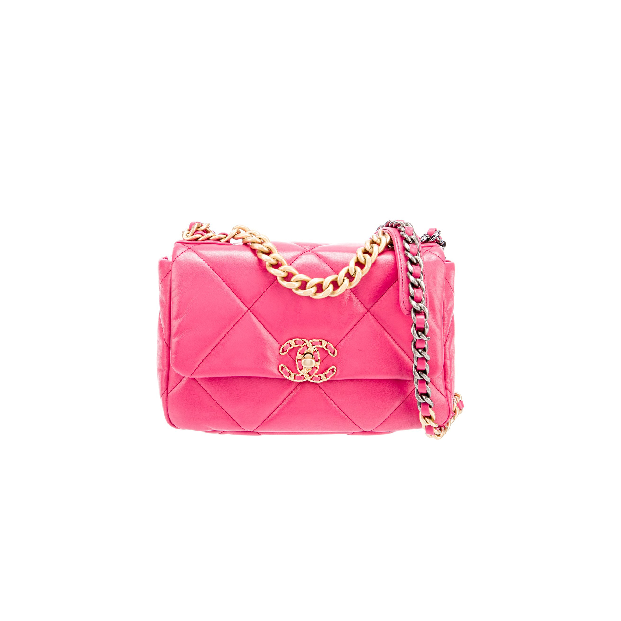 CHANEL 19 BAG HOT PINK LAMBSKIN AS1160 (26*16*9cm)